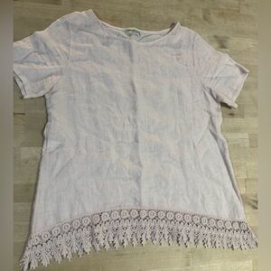 Terzo Millenio 100% linen lace pink top